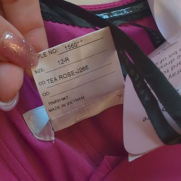 NWT After Six Off-the-Shoulder Maxi Dress Fushia Basque Neck Flounce Sleeves 12 - Picture 8 of 14